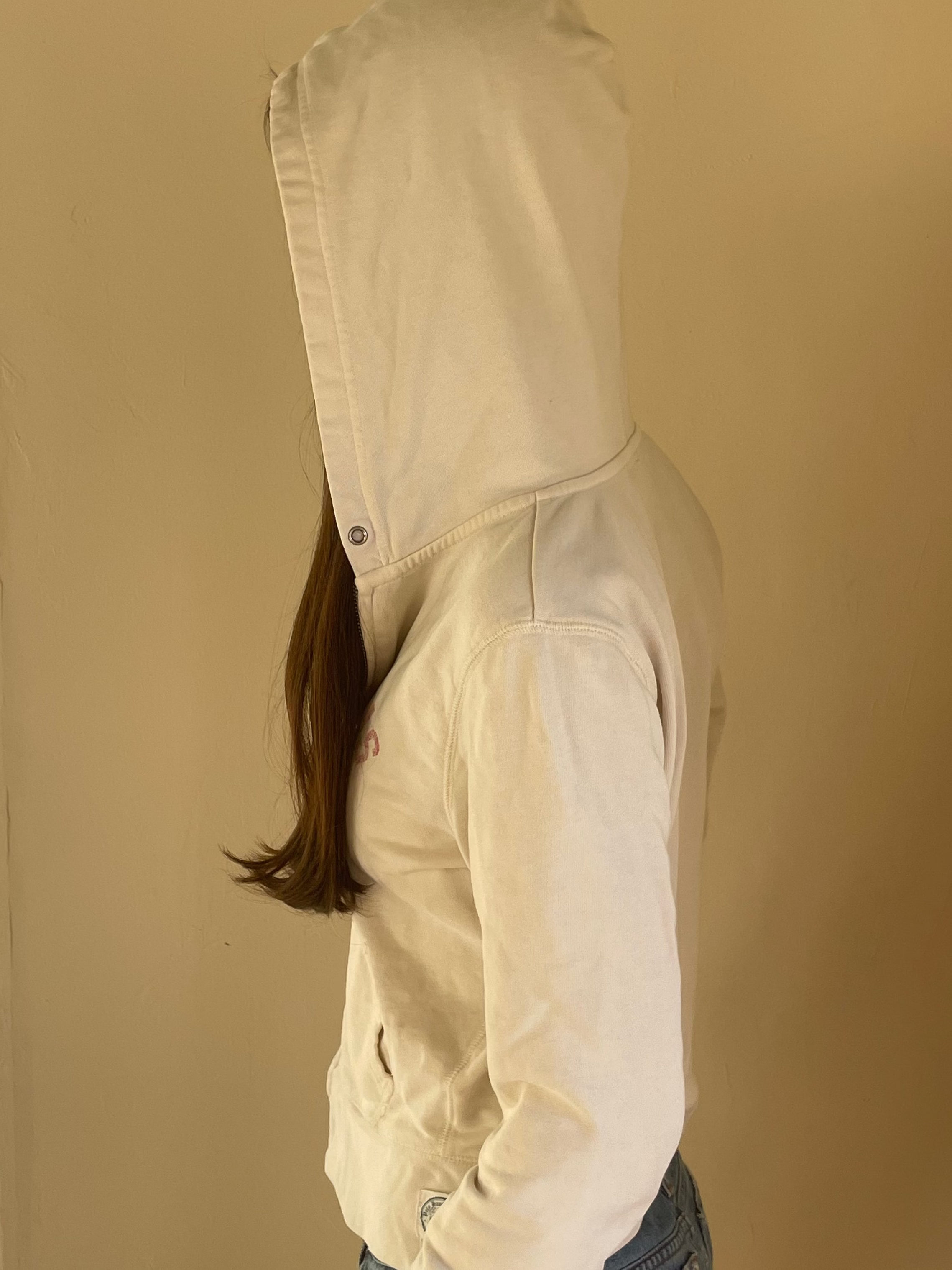 Vintage Ralph Lauren cream and pink zip up hoodie